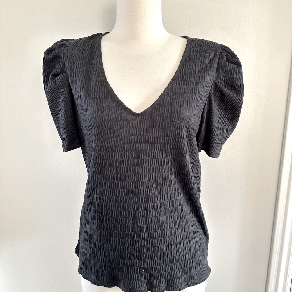 Target A New Day Black Puff Short Sleeve Top